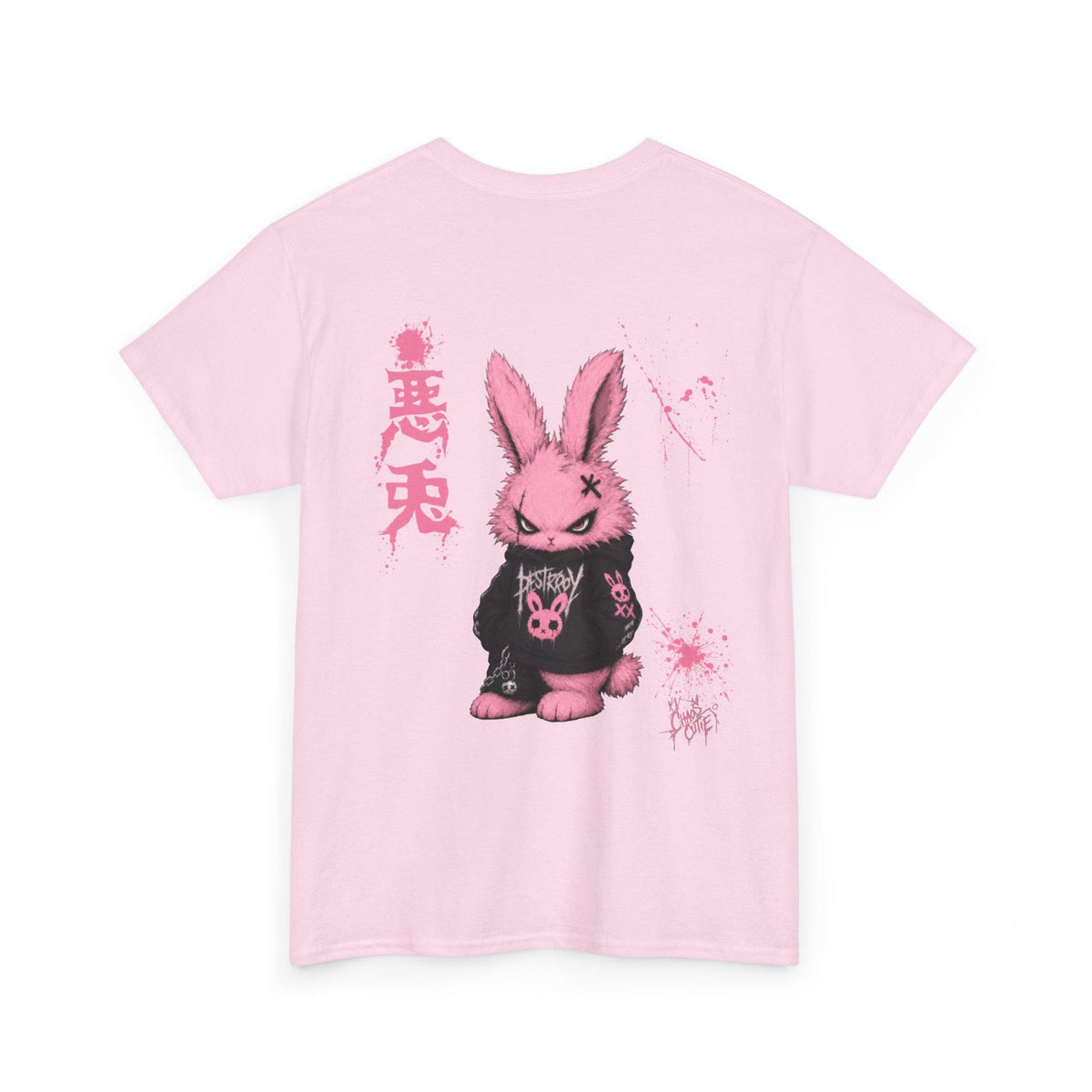 Evil Bunny Back Print T-Shirt, Pastel Goth Graphic Tee, Cute Creepy