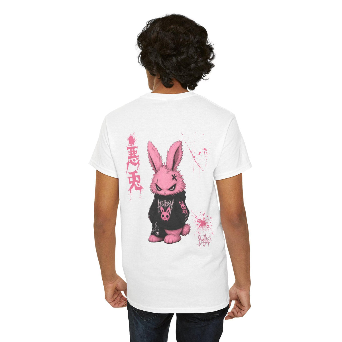Evil Bunny Back Print T-Shirt, Pastel Goth Graphic Tee, Cute Creepy