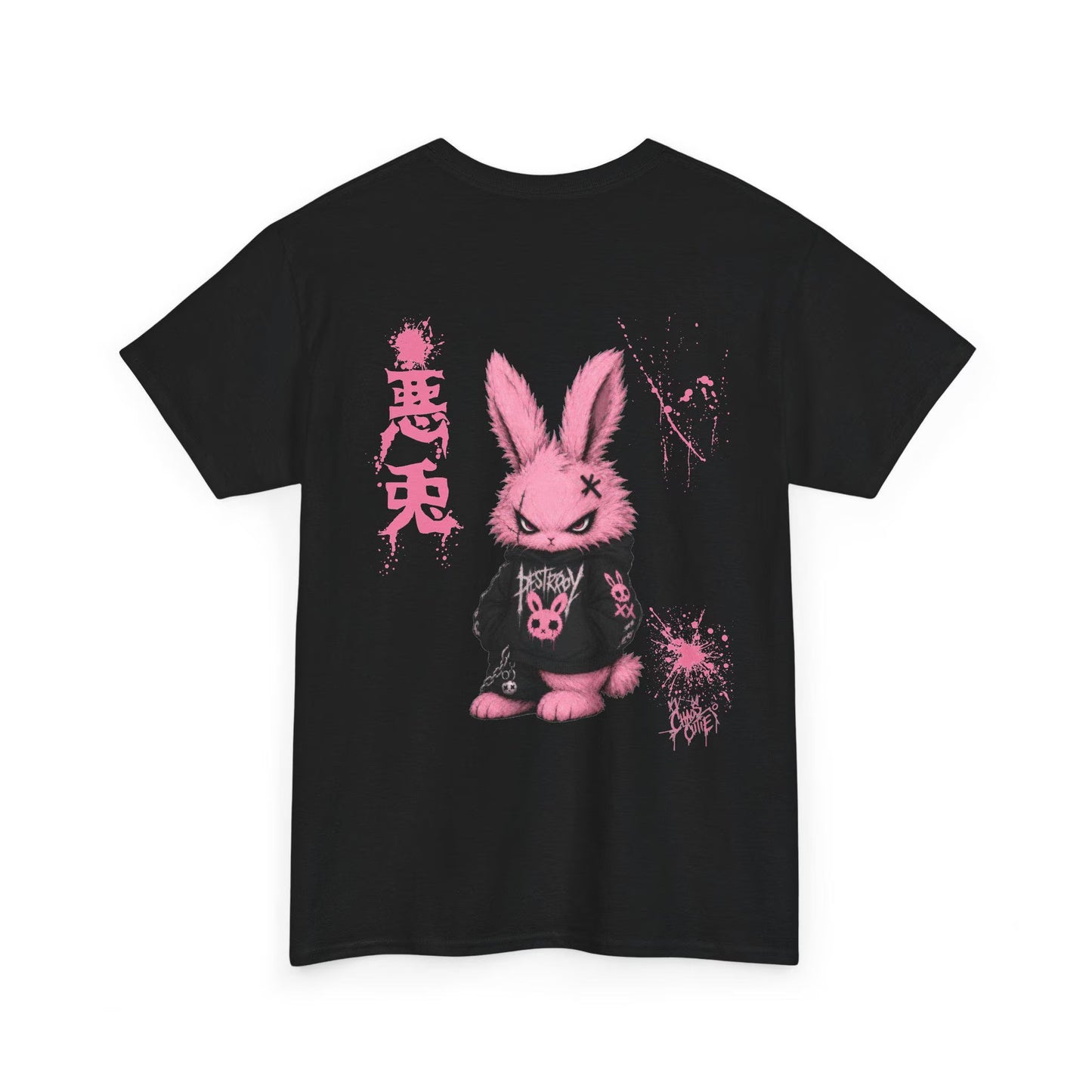 Evil Bunny Back Print T-Shirt, Pastel Goth Graphic Tee, Cute Creepy