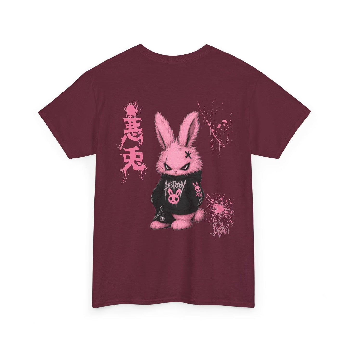 Evil Bunny Back Print T-Shirt, Pastel Goth Graphic Tee, Cute Creepy