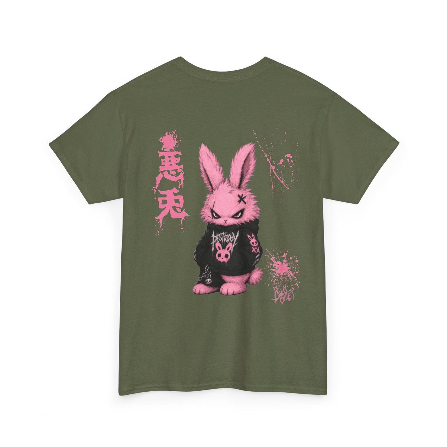 Evil Bunny Back Print T-Shirt, Pastel Goth Graphic Tee, Cute Creepy
