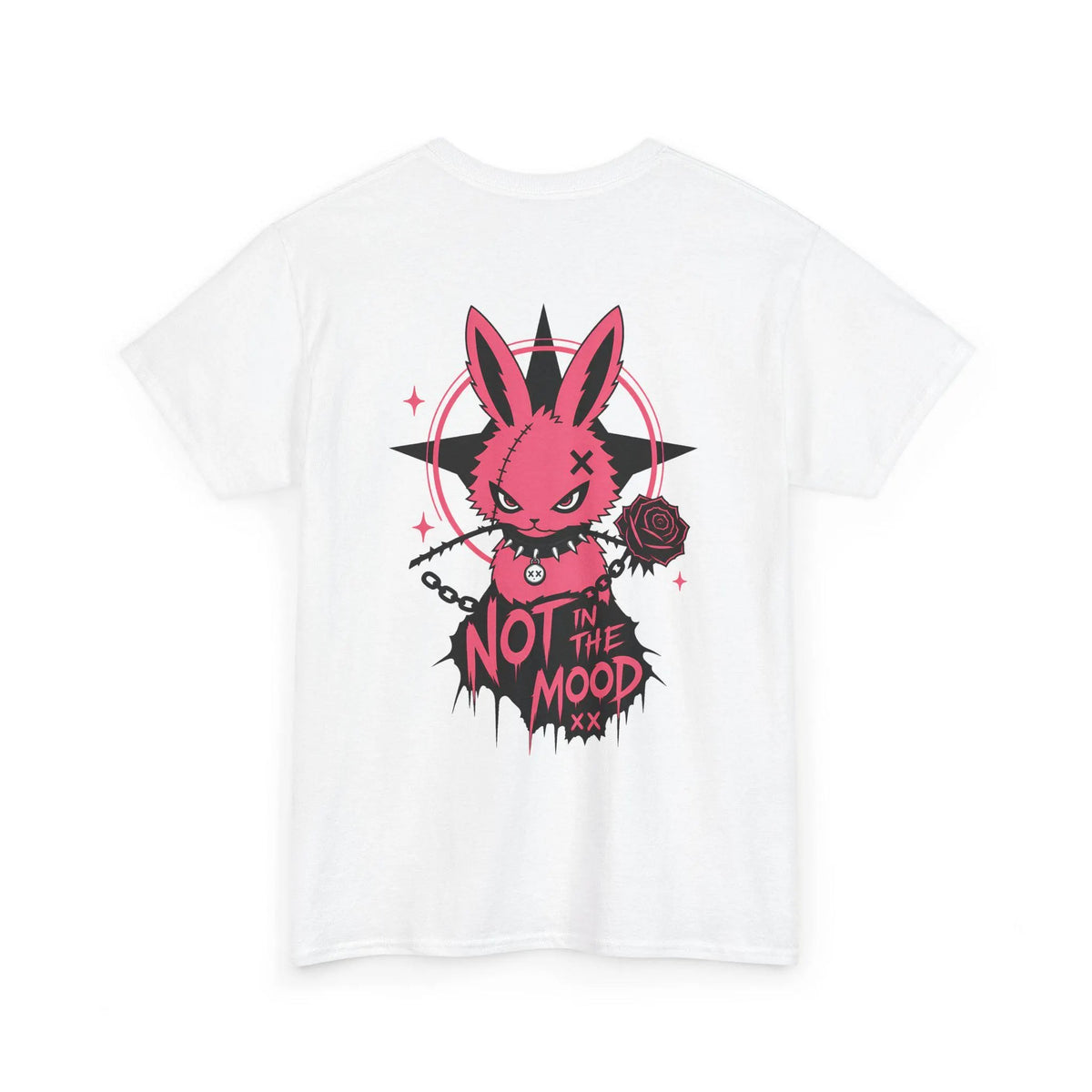 Gothic Bunny T-Shirt, Not in the Mood Pink Graphic Tee, Cute Creepy Pastel Goth Shirt