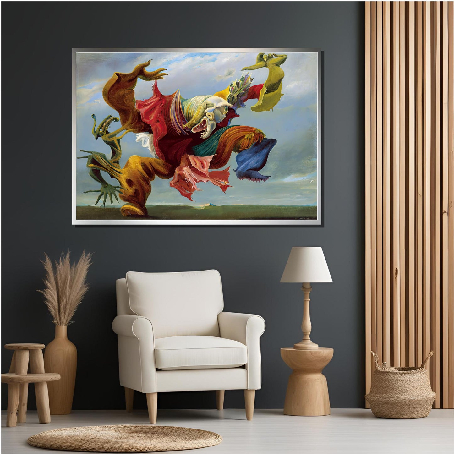 Max Ernst The Fireside Angel Canvas Wall Art, Surrealist Museum-Inspired Statement Print